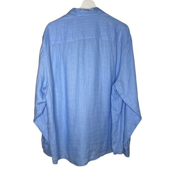 Tommy Bahamas 100% Linen Grid Blue Button Down Shirt Men's Size XL - Picture 8 of 9